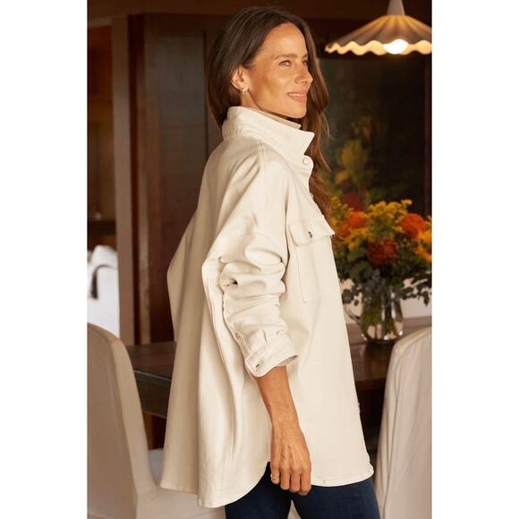 New Frank & Eileen McLoghlin Utility Shirt Jacket Natural Denim White XS Small - Picture 2 of 9